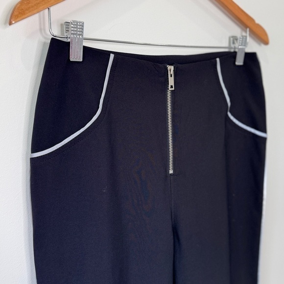 I.AM.GIA Reflective High Waisted Trim Knee Cut Out Black Tall Pants (M) - Picture 6 of 9